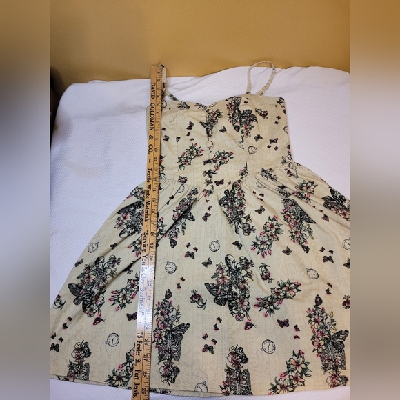 Hell Bunny Retro Rockabilly Pinup Steam Punk Butterfly Clock Fit and Flare Dress - Picture 6 of 11